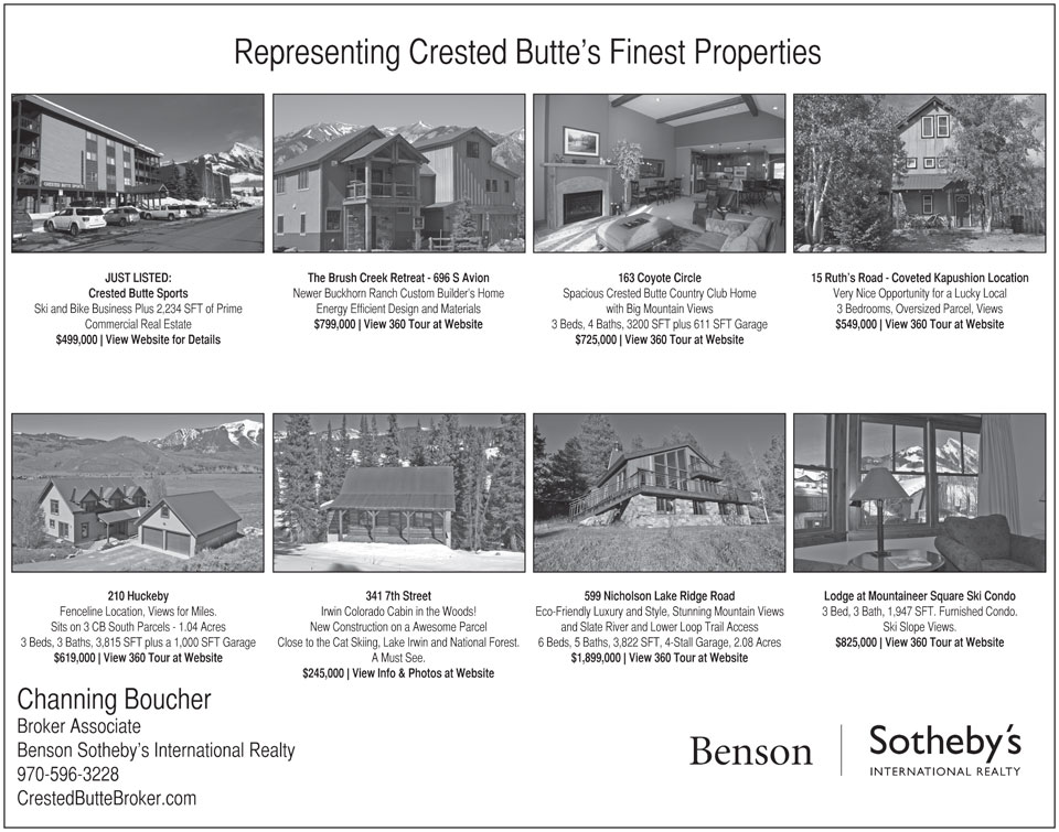 CRESTED BUTTE NEWS 1/2 PAGE REAL ESTATE ADVERTISEMENTS - MARCH 2013
